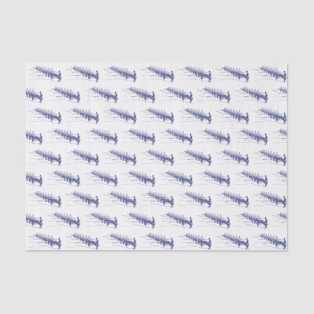 Blue Rowing Rowers Crew Team Water Sports Tissue Paper (Front)