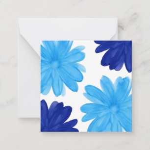 Blue Royal Blue Watercolor Flowers Note Card