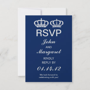 Blue Royal Couple Wedding RSVP Card