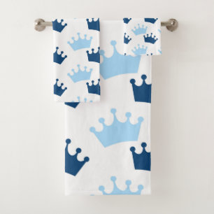 Blue Royal Crowns Fairytale Prince Storybook Decor Bath Towel Set