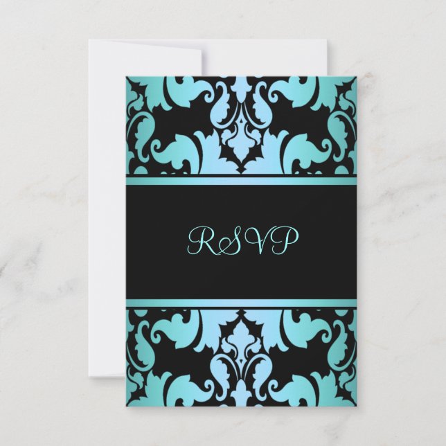 Blue Royal Damask RSVP (Front)