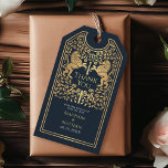 Blue Royal Lion Mediaeval Sword Wedding Thank You Gift Tags<br><div class="desc">Thank your guests with regal elegance! These wedding thank-you tags feature two golden lions with a sword and crown between them, surrounded by delicate florals on a blue background. The perfect royal touch for your special day! Please note that the gold on the tags is NOT real foil and is...</div>