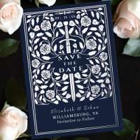 Blue Royal Mediaeval Sword Wedding Save the Date