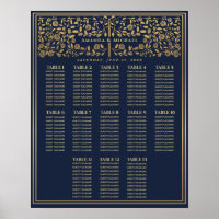 Blue Royal Mediaeval Sword Wedding Seating Chart
