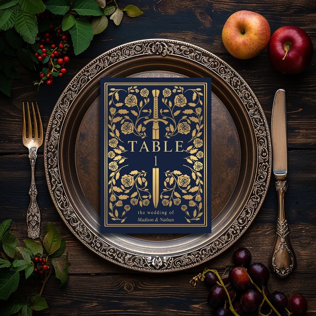 Blue Royal Mediaeval Sword Wedding  Table Number (Creator Uploaded)