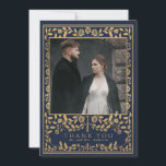 Blue Royal Mediaeval Sword Wedding  Thank You Card<br><div class="desc">Celebrate your special day with this Royal Mediaeval Gold Sword Wedding design. Gold featured in this design is not real foil. You can customise this further by clicking on the "PERSONALIZE" button.</div>