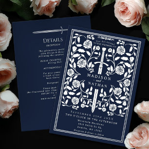 Blue Royal Medieval Silver Sword Wedding Details