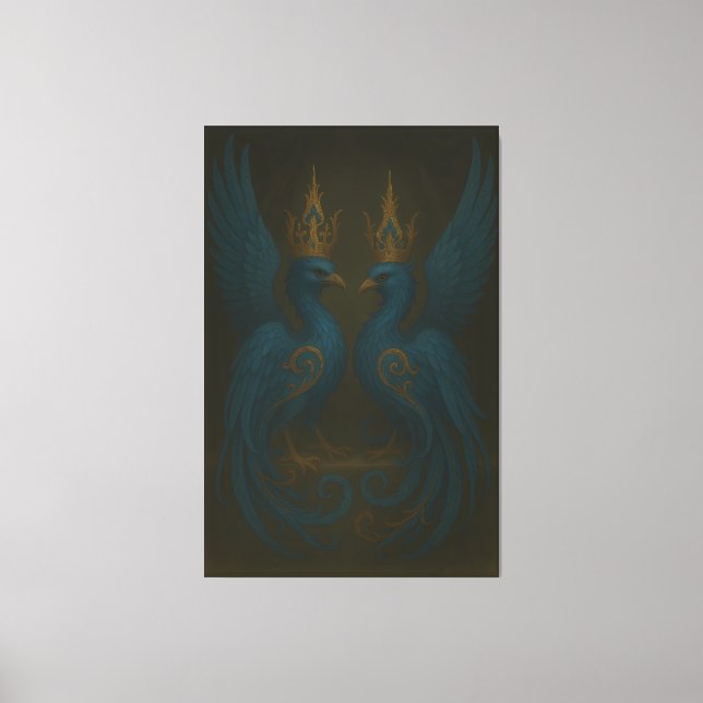 Blue Royal Phoenix Duo · Luxury Canvas Print (Front)