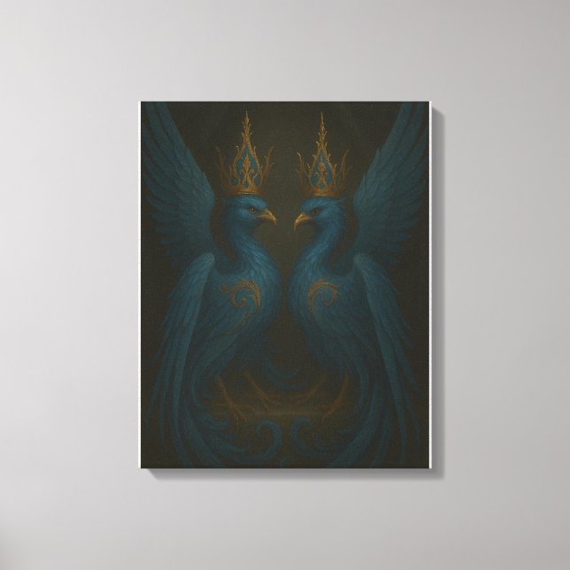 Blue Royal Phoenix Duo · Luxury Canvas Print (Front)