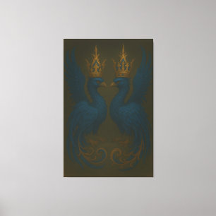 Blue Royal Phoenix Duo · Luxury Canvas Print