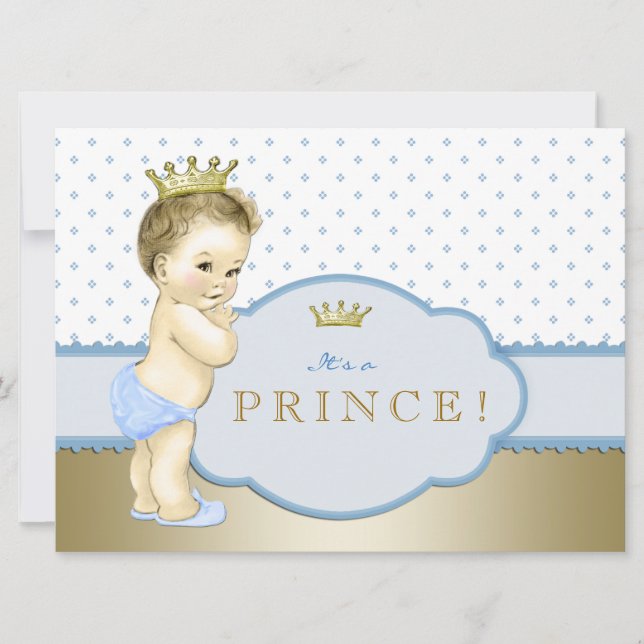 Blue Royal Prince Baby Shower Invitation (Front)