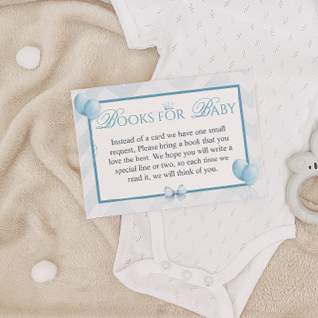 Blue Royal Prince & Carriage Books for Baby Card (Creator Uploaded)