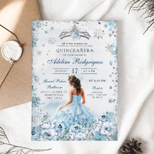 Blue Royal Princess Mexican Girl 16th Birthday Invitation