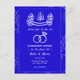 Blue Royal Ring Islamic Muslim Engagement Postcard