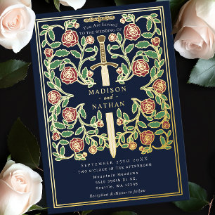 Blue Royal Sword Floral Mediaeval Fantasy Wedding