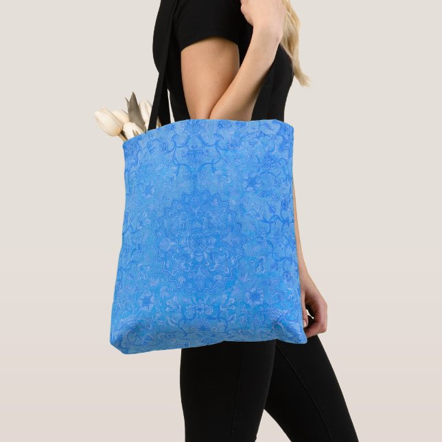 Blue Royal Tile Wallpaper Pattern  Tote Bag (Close Up)