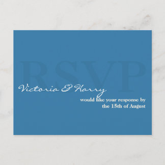 Blue RSVP simple wedding response card
