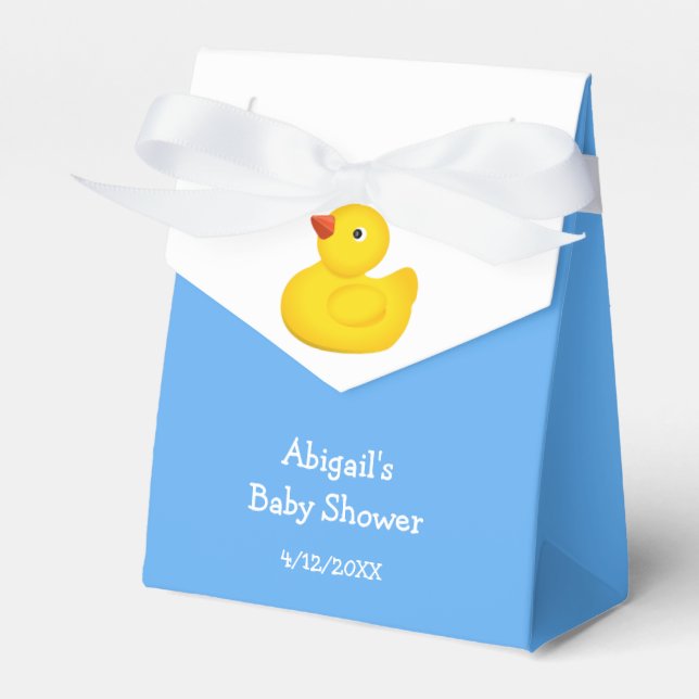 Blue Rubber Duck Baby Shower Personalised Favour B Favour Box (Front Side)