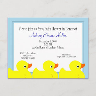 Blue Rubber Ducky Shower Invitation