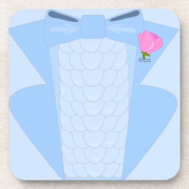 Blue Ruffle Prom King Tuxedo Coaster (Front)