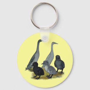 Blue Runner Duck Family Key Ring