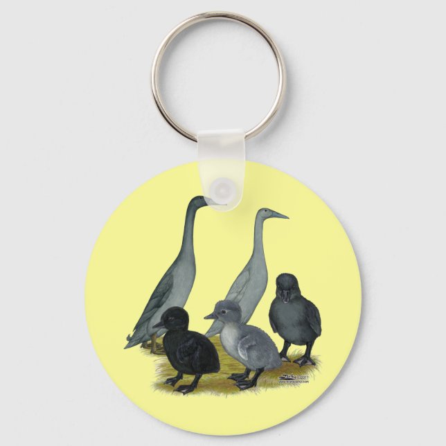 Blue Runner Duck Family Key Ring (Front)