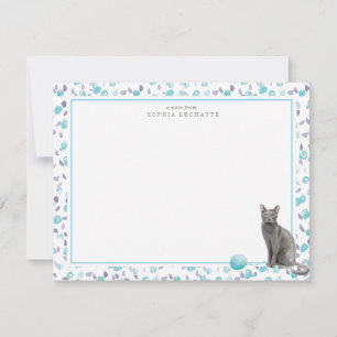 Blue Russian Cat Personalised Stationery Card