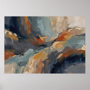 Blue Rust Abstract Landscape Poster