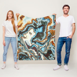 Blue Rust Marble Flow Fleece Blanket