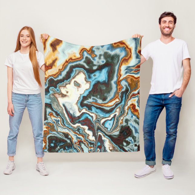 Blue Rust Marble Flow Fleece Blanket (In Situ)