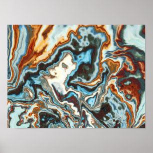 Blue Rust Marble Flow Poster