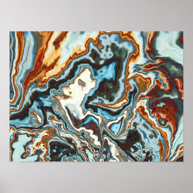 Blue Rust Marble Flow Poster (Front)
