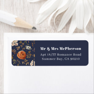 Blue Rust Wildflower Wedding Return Address Labels