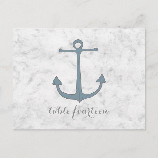 Blue Rustic Anchor Table Number Postcard (Front)