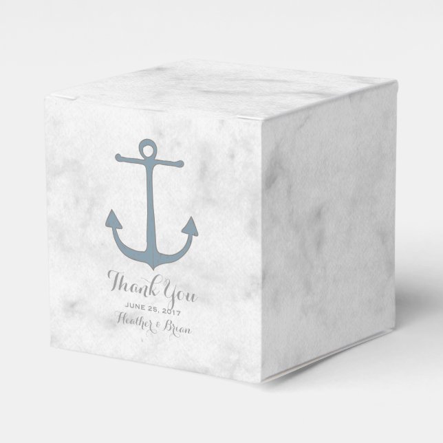 Blue Rustic Anchor Wedding Favour Box (Front Side)