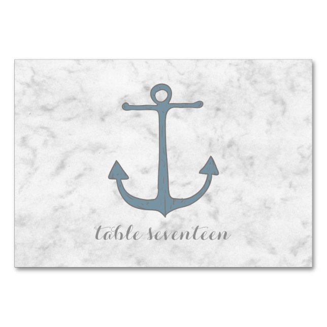 Blue Rustic Anchor Wedding Table Number (Front)
