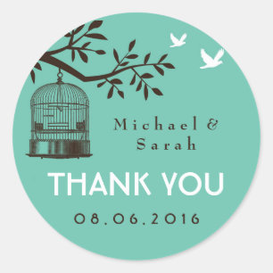 Blue Rustic and Vintage Bird Cage Wedding Sticker