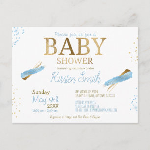 Blue Rustic Baby Boy Shower Invitations