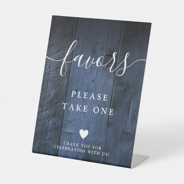 Blue Rustic Boho Barn Wood Favours Pedestal Sign (Front)