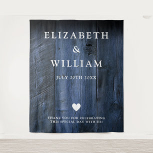 Blue Rustic Boho Barn Wood Photo Booth Backdrop Tapestry