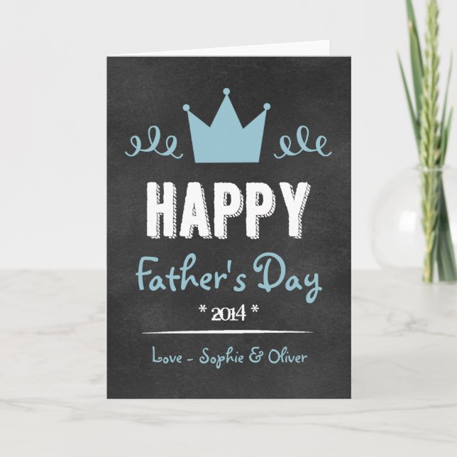 Blue Rustic Chalkboard | Happy Father's Day Card (Front)