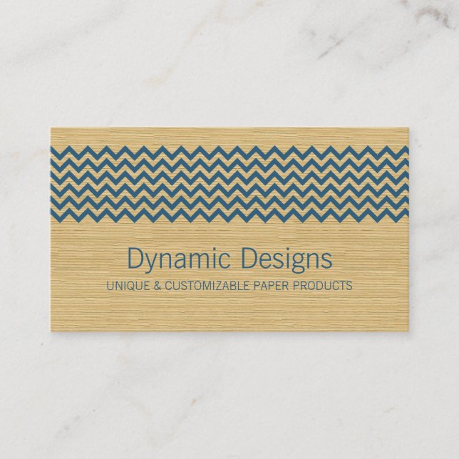Blue Rustic Chevron Business Card (Front)