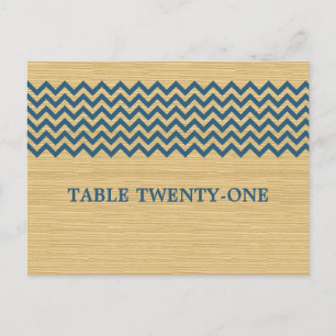 Blue Rustic Chevron Table Number Postcard