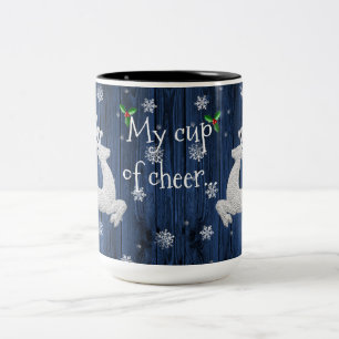 Blue Rustic Christmas Reindeer Coffee Mug
