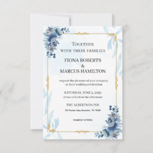 Blue Rustic Floral Elegant Save the Date