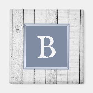 Blue Rustic Monogram Magnet