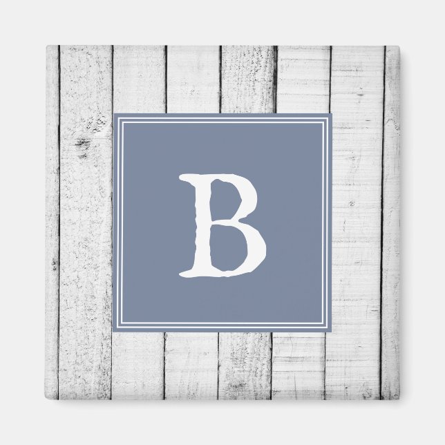 Blue Rustic Monogram Magnet (Front)