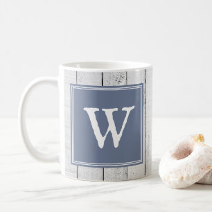 Blue Rustic Monogram Mug