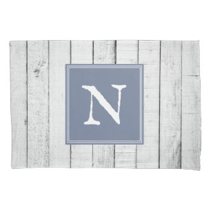 Blue Rustic Monogram Pillowcase