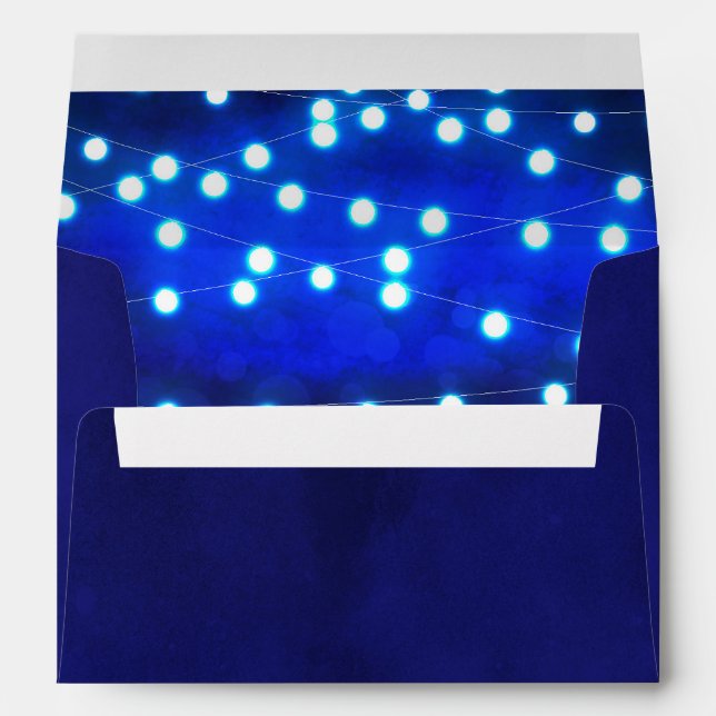 Blue Rustic Night String Lights Invite Envelopes (Back (Bottom))